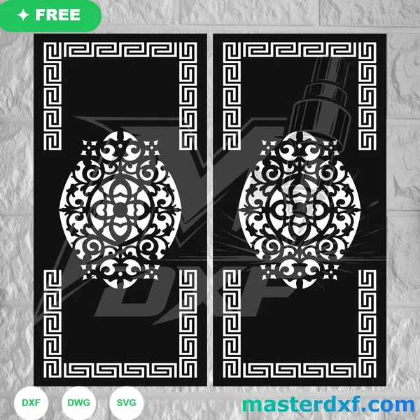 Free Greek Key Oval Medallion DXF Panel for CNC Doors DXF File
